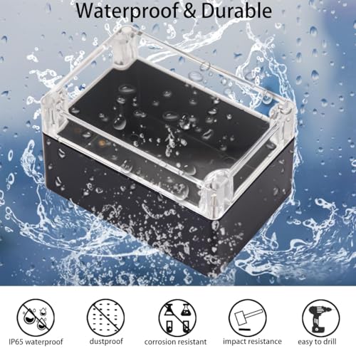 Project Box IP65 Waterproof Junction Box ABS Plastic Black Electrical Boxes DIY Electronic Project Case Power Enclosure Clear Cover 6.3"x6.30"x3.54" - color: Clear, size: 6.3"x6.30"x3.54"