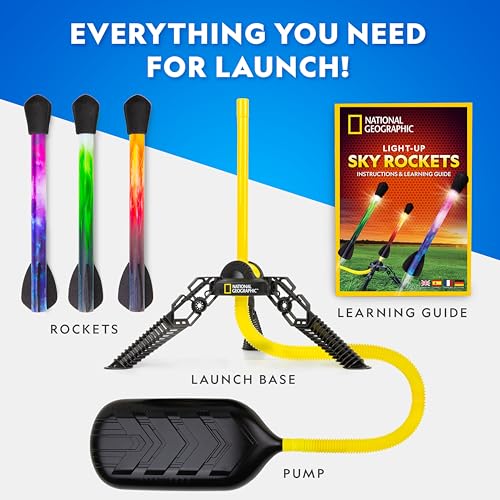 National Geographic LED Air Rocket Launcher Toy for Kids Ages 8-12 - style: Light-Up Air Rockets