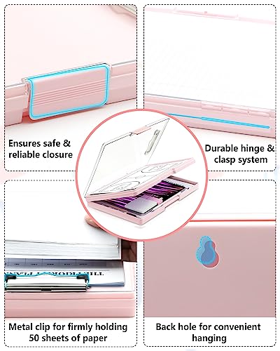 Clipboard with Storage, Nurse Dry Erase Clip Board, 8.5x11,Pale Pink - color: Pale Pink