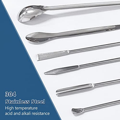 13PCS Lab Spatula Micro Scoop Set - Stainless Steel Laboratory Mixing Reagent Sampling Spoon for Measuring, Applying Glue & Powder, Painting, Crafting