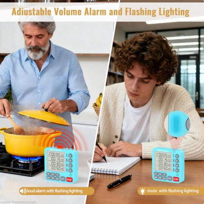 Digital Dual Kitchen Timer, Multiple Channels Countdown Timer - color: Blue