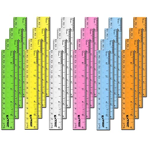 EXTRIC Rulers 6 Inch Bulk Classroom 24 PK Mini Ruler for Kids Metric, Inch