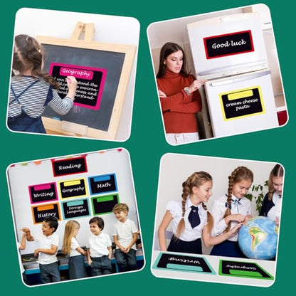 Inkspire 7 Pack Magnetic Write & Wipe Paper Organization Chart,Pen Dry Erase Objectives Labels Learning Magnets for Classroom Organization Teacher Student Teaching Supplies(Blackboard Theme) - style: Chalkboard Bright