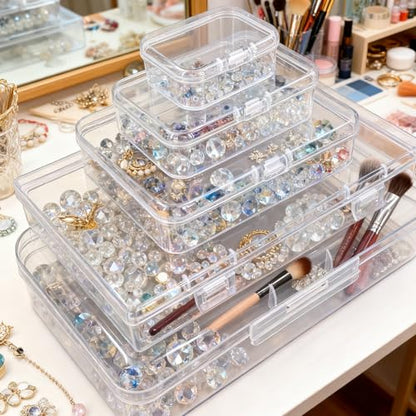 42 Pack Rectangular Clear Plastic Storage Containers - size: 5 Sizes