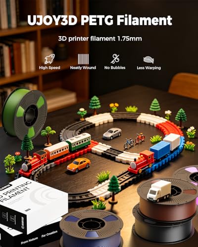 UJOY3D PETG Filament Bundle 4kg, 1kg*4, Black+Jade White+Red+Cobalt Blue - color: Petg 4kg Black+white+red+blue