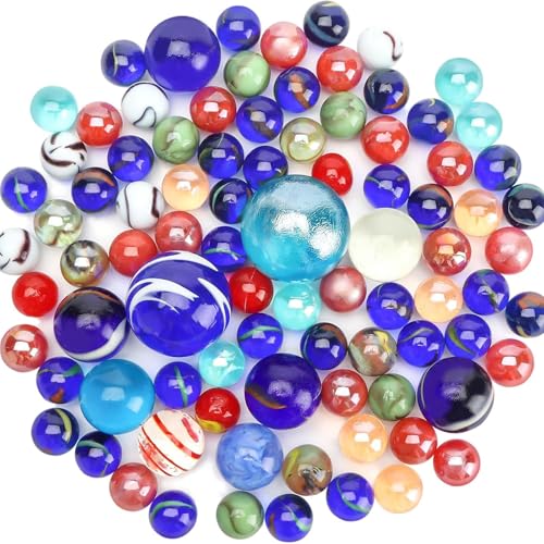 SallyFashion 85 PCS Galaxy Marbles Bulk, Assorted Size Glass Marbles