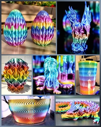 SUNLU Silk Rainbow PLA Filament, Multicolor Silk 3D Printer Filament 1.75mm +/- 0.02mm, Fast Color Change Each 8 Meters, 330 Meters, 1kg/2.2lbs, Silk Rainbow Filament(Cyan-Magenta-Blue) - color: Silk Rainbow 06