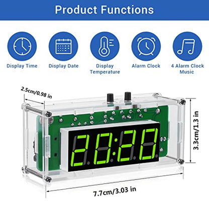 MiOYOOW 4-Digit DIY Digital Clock Kit, Soldering Practice Kit for Students - color: 4 Digit Multifunctional Clock Kit