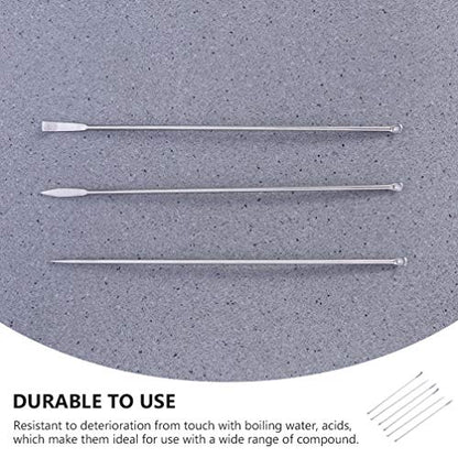 Hemobllo 6-Pack Stainless Steel Reagent Sampling Spoons Spatula Set for Deep Bottle Sampling Powder Scooping Mixing Chemistry Lab and Kitchen Use