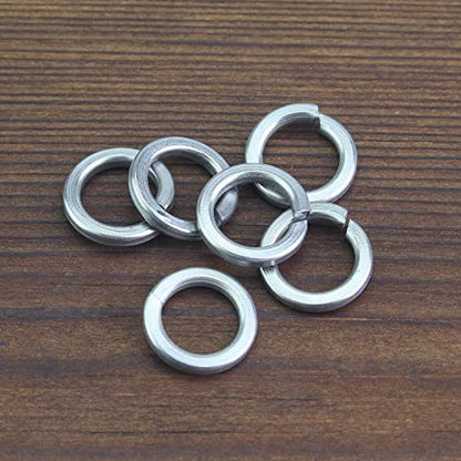 HELIFOUNER 100 Pieces M8 Stainless Steel Split Lock Washers, 304 Stainless Steel Spring Lock Washers for Screws Bolts, Silver - color: Silver, size: M8 (100 PCS)