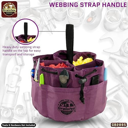 Graintex 18 Pockets Grab Bag Rip-stop Canvas Drawstring Closure, Small Part Organizer Pouch, Small Tools, Screws, Parts, Parachute Tool Bag for Efficient Storage - Purple - color: Purple
