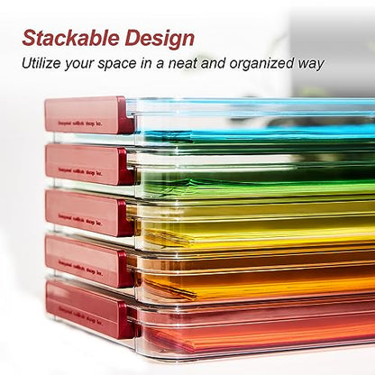 CATOOMUU 3-Pack 9x13 Shallow Flat Clear Plastic Project Case Storage Box - color: Small-Red-3-Pack