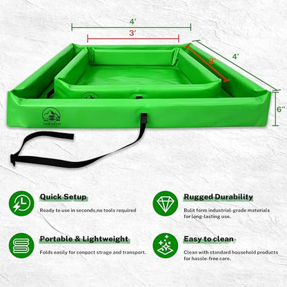 Thick PVC Oil Spill Containment Berm 3' x 3' x 6" Portable Folding - size: 3ft x 3ft x 6in