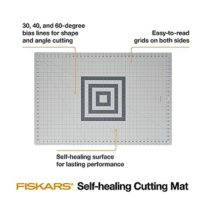 Fiskars 24" x 36" Self Healing Cutting Mat, Extra Large Double-Sided Grid - color: Gray, size: 24"L x 36"W