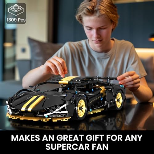 Collectible Sports Race Cars Building Set with RC Remote Control APP - color: Gold 3