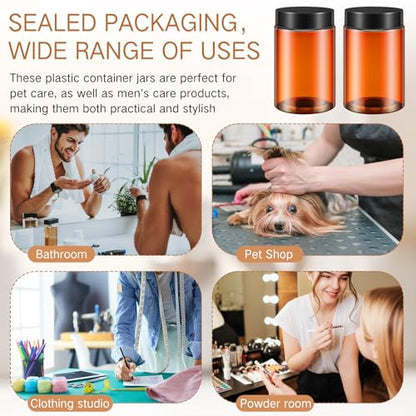 Patelai 4 Pcs Plastic Jars with Lids, Amber, 12 oz, Wide Mouth - color: Amber, size: 12 oz
