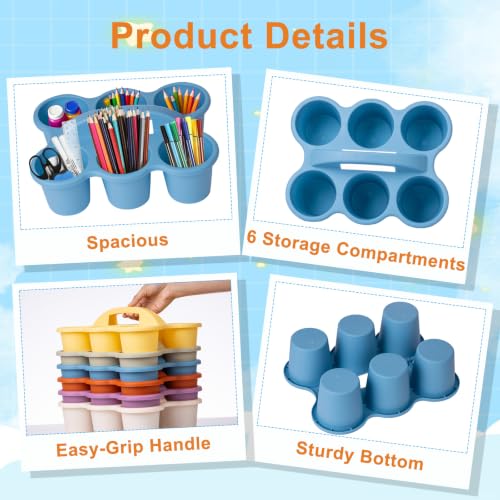 6-Pack Supply Caddy for Classroom with Handle, Macaron Multicolor - color: Pastel Multicolor