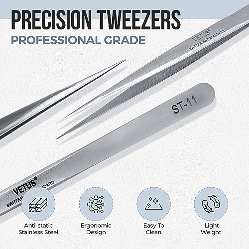 LASHVIEW Lash Tweezer, Vetus Straight Pointed Eyelash Tweezers for Profissional Grafting Eyelash Extension, Stainless Steel Needle Nose Tweezers for Lash Extension Stickers Precision Electronics, ST11 - size: ST11