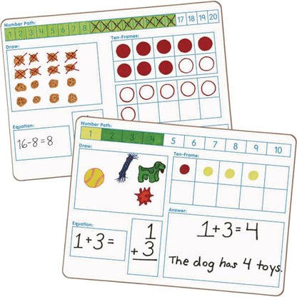 Really Good Stuff Solving Problems Two-Sided Dry-Erase Boards Set, 6 Boards