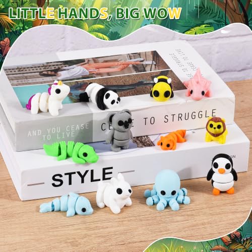 12 Pack 3D Printed Land Animal Toys Flexible PLA Wildlife Desk Set - size: Mini Animals, style: 12 PCS