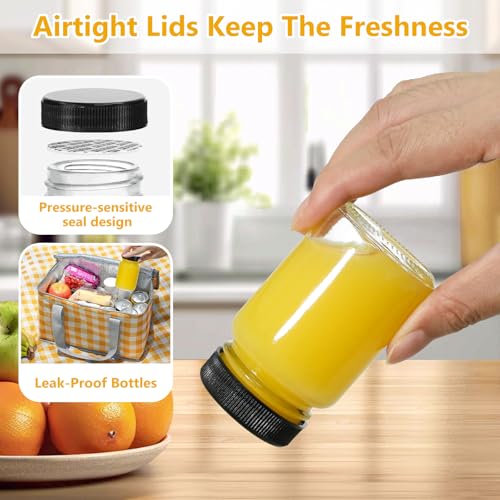 KEYWING 28 Pack 2oz Mini Glass Shot Bottles with Caps for Juice, Ginger - size: 2OZ