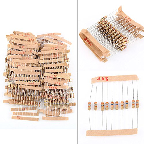 Oumefar 1000 Pcs Electrical Resistor Kit, 1/2W 1-10M ohm Values Resistor Kit Component Carbon Film Resistors Assortment, Electronic Components Resistors Assortment Kit