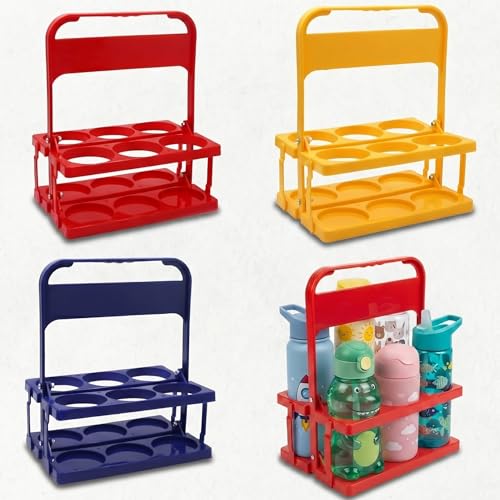 Reallnaive 3 Pcs Water Bottle Carrier Collapsible Drink Caddy with Handle