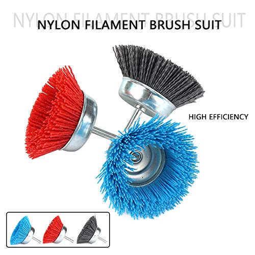Alysontech 3-inch(75mm) Assorted Nylon Cup Brushes set nylon cup set with 1/4 shank 3Pcs