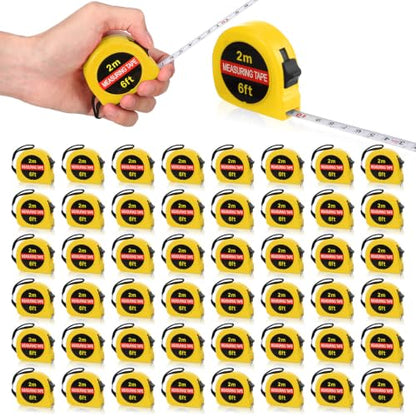 Copkim 50 Pcs Mini Tape Measure Keychain Bulk 6 Ft Retractable,Yellow - color: Yellow