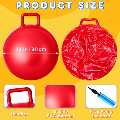 Meooeck 9 Pack 31 Inch Hopper Balls for Adults, with Handles and Air Pump - size: 31 Inch