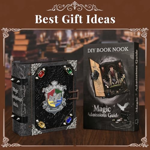 MiniCity Magic Admissions Book Nook Kit, DIY 3D Wooden Puzzle with LED - color: Magic Admissions Guide