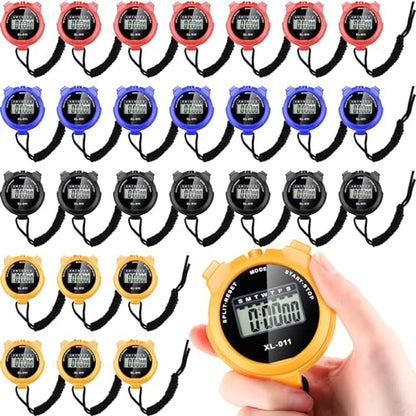 Kanayu 28 Pack Digital Sports Stopwatch with Date Alarm Lanyard