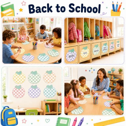 Cinrobiye 24 Pcs Dry Erase Stickers for Classroom Tables, Reusable Writable Decals with 2 Scrapers, Waterproof Dry Erase Spots for Desks, Whiteboards, Walls, Teacher - color: Apple