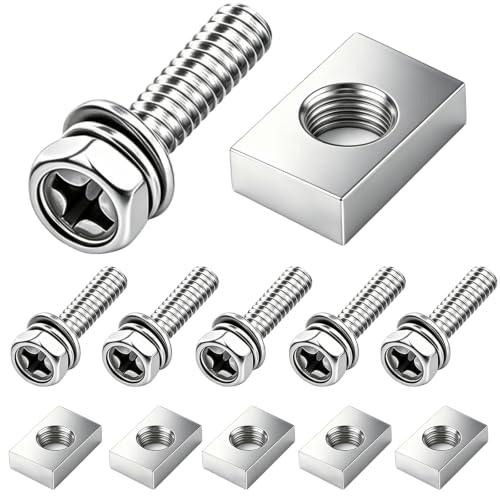 Tnisesm 12PCS M6x18 Battery Terminal Motorcycle Bolts and Nuts Kit, 304 Stainless Steel Battery Bolt with Square Nut for ATV Bike, Motorcycle, Scooter - size: M6*18MM