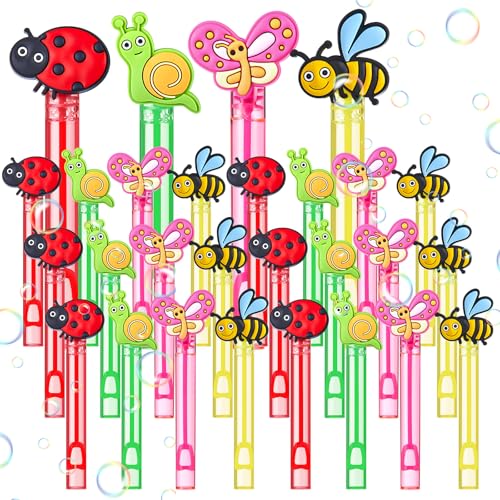 Civaner 24 Pcs Mini Bug Bubble Wands Bulk Insect Party Favors Bug Toys for Insect Spring Summer Party Supplies Christmas Birthday Gift Goodie Bag Stocking Stuffer Fillers Classroom Prizes Treats