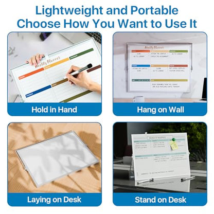 Marsrock Dry Erase White Board with Stand, Double-Sided Whiteboard 16"x12" - color: Blank Board, size: 16"x12"