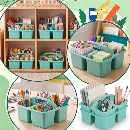 Geelin 6 Pack Classroom Caddy with Handle Plastic Storage Caddy, Green