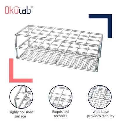Test Tube Rack, 24 Holes Stainless Steel Test Tube Racks, Suitable for Tubes of Dia.≤25mm, Round Holes Test Tube Holder, for Classroom, Lab,TTRS2425A1 - size: 24 Holes,for Tubes of Dia.≤25mm