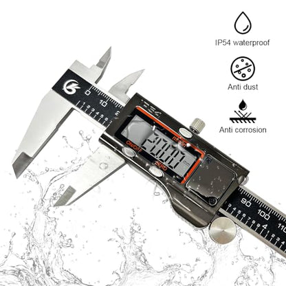 KETOTEK 8 Inch Digital Caliper Measuring Tool, Stainless Steel Micrometer - color: Black, size: 8 Inch