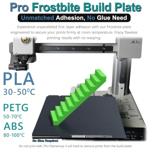 Upgraded Pro Frostbite Build Plate (Not PEI Sheet) for Bambu Lab A1 Mini, Room Temp Cold Printing,Flexible Double-Sided Textured Spring Steel Sheet,184x184mm Bambu Lab A1 Mini Build Plate.