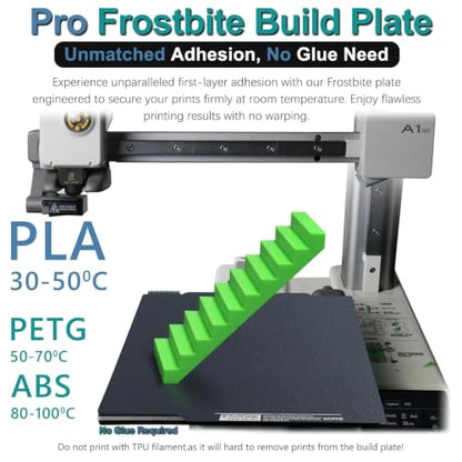 Upgraded Pro Frostbite Build Plate (Not PEI Sheet) for Bambu Lab A1 Mini, Room Temp Cold Printing,Flexible Double-Sided Textured Spring Steel Sheet,184x184mm Bambu Lab A1 Mini Build Plate.