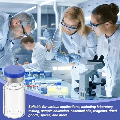 PATIKIL 2ml Sample Vials, 100 Pack Lab Empty Vials with Butyl Rubber Stopper Crimp Top Caps and Labels Borosilicate Glass Vial, Clear - color: Clear, size: 2ml