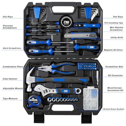 Prostormer 160-Piece Tool Set, General Household Tool Kit, Blue - color: Blue