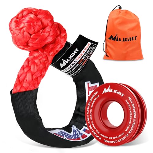 Nilight Synthetic Soft Shackle 1/2" x 24" & Recovery Ring Kit - color: 1Pc Shackles + Snatch Ring Red