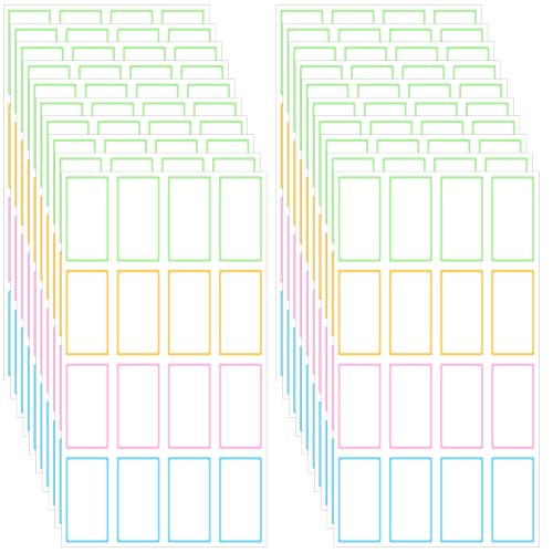 320 PCS Dry Erase Labels 1.2"X0.6" Removable Labels Easy Peel Off Waterproof Reusable Label Adhesive Blank Name Tags with Colored Border Sticky Notes for Storage Bins Classroom Office Organization