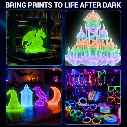 Glow in the Dark PLA+ Filament, 1KG(2.2lbs), Red, 1.75mm - color: Red