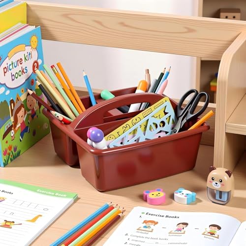 Kathfly 8 Pack Classroom Caddy Organizer with Handle Bulk, Deep Color - color: Deep Color