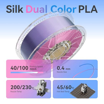 Chitu Systems Conjure Dual Color Silk PLA Filament, Christmas Rose Red Sky Blue Filament, Reusable Spool Compatible with Bambulab Refill Filament, Diameters 1.75±0.02 mm 3D Printer Filament 1KG/2.2lb - color: Rose Red Sky Blue-1kg, size: B-Silk PLA-Dual C