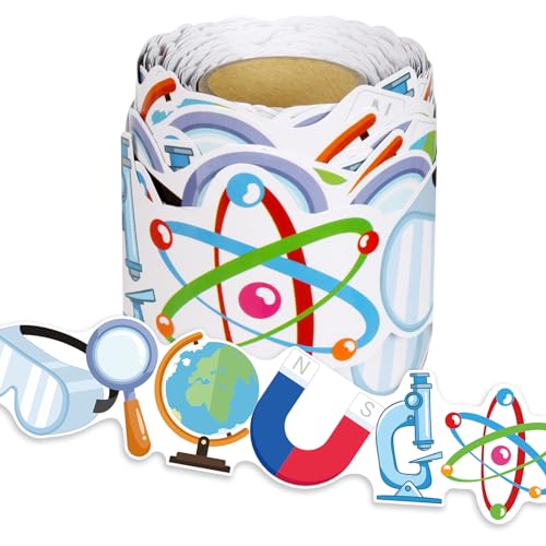 Science Bulletin Board Border, 65.6Ft Lab Themed Trim for Classroom Decorations, Back to School Office Whiteboard Wall Decor - style: Science