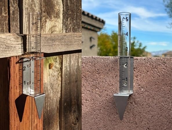5" Capacity Rain Gauge with 2 in 1 Stainless Steel Rack Holder for Yards, Lawns, Pathway, Patio